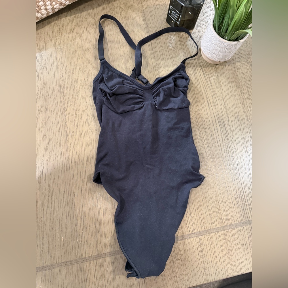 SKIMS Black One-Piece Swimsuit with Printed Care Label